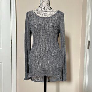 Grey Open-knit Tunic Sweater, Size S